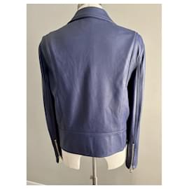 Loewe-Blu lambskin leather biker jacket-Blue