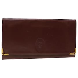 Cartier-CARTIER Clutch Bag Leather Bordeaux Auth ki2987-Other