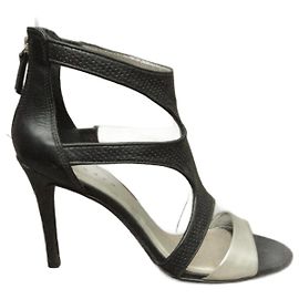 Sandali Sandro in pelle neri e argento 40 Nero Argento