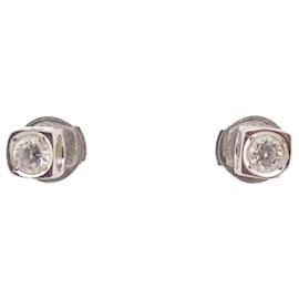 Dinh Van-EARRINGS DINH VAN PUCES LE CUBE MM DIAMOND 808113 WHITE GOLD-Silvery