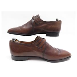 Berluti-BERLUTI MOCCASIN SHOES WITH LEATHER BUCKLE 10 44 LOAFERS SHOES-Brown