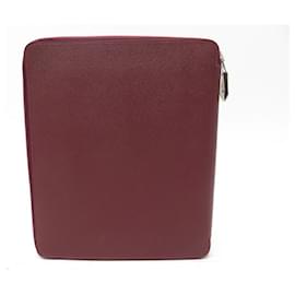 Hermès-NEUF ETUI POUR IPAD HERMES COUVERTURE E-ZIP EN CUIR EPSOM BORDEAUX NEW COVER-Bordeaux