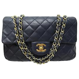 Chanel-VINTAGE CHANEL TIMELESS CLASSIC MEDIUM BANDOULIERE HAND BAG-Navy blue