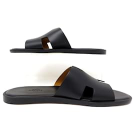 Hermès-NEW HERMES SHOES SANDALS IZMIR AF041141zh2302 41.5 BLACK LEATHER LEATHER-Black