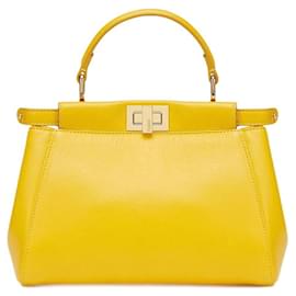 Fendi-Peekaboo Mini Bag in YELLOW nappa leather-Yellow