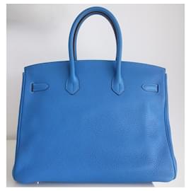 Hermès-Bolso HERMES BIRKIN 35 mykonos azul-Azul