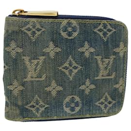 Louis Vuitton-LOUIS VUITTON Portafoglio mini con cerniera in denim con monogramma Blu M95342 Auth ar9433B-Blu