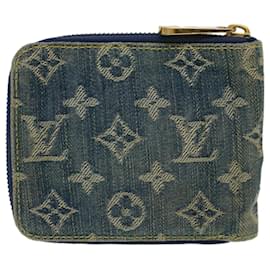 Louis Vuitton-LOUIS VUITTON Monogram Denim Mini Zippy Wallet Portemonnaie Blau M95342 Auth ar9433b-Blau
