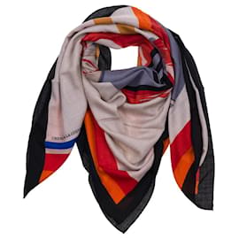 Hermès-Schal 140  Kaschmir HERMES „Pferd auf der Decke“ mehrfarbig -101022-Beige
