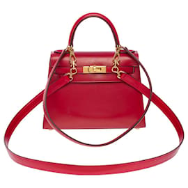 Hermès-Mini bolso HERMES Kelly en cuero rojo - 101228-Roja