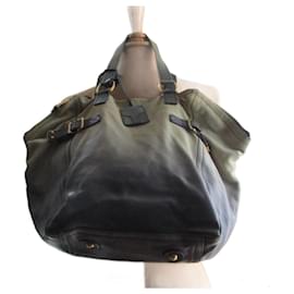Yves Saint Laurent Downtown Ombre Tote Bag Blue Leather Multiple colors