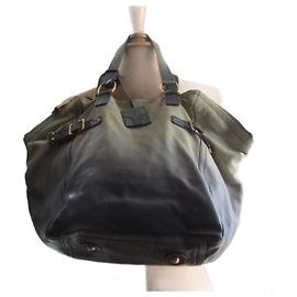 Yves Saint Laurent Downtown Ombre Cabas en Cuir Bleu Multicolore