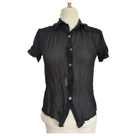 Eric Bompard Camisa, Seda negra,Taille S; Negro