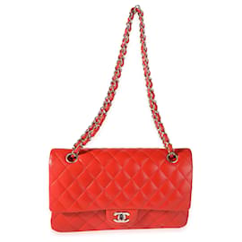 Chanel-Chanel Red Quilted Lambskin Medium Classic Double Flap Bag-Red