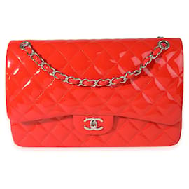Chanel-Chanel Red Patent Classic Jumbo Double Flap Bag-Red