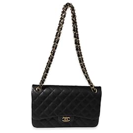 Chanel-Chanel Black Quilted Caviar Jumbo Classic Double Flap Bag-Black