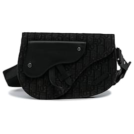 Dior-Dior Black Oblique Canvas Saddle Messenger Bag-Black