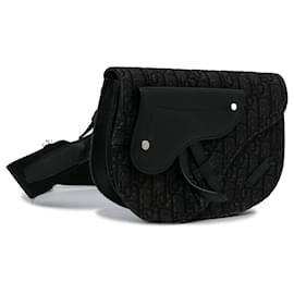 Dior-Dior Black Oblique Canvas Saddle Messenger Bag-Black