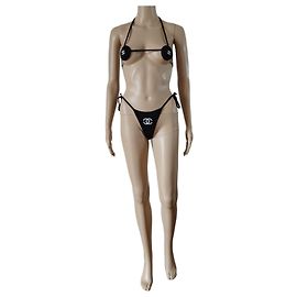 Iconique Maillot de bain Chanel Bikini  Défilé Printemps Eté 1996 Noir