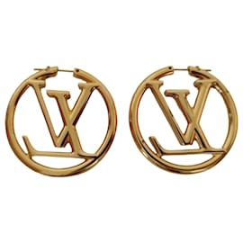 Louis Vuitton-Boucles d'oreille Louis Vuitton Louise métal doré-Doré