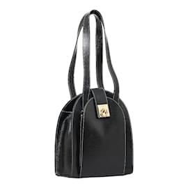 Céline-Leather Shoulder Bag-Black