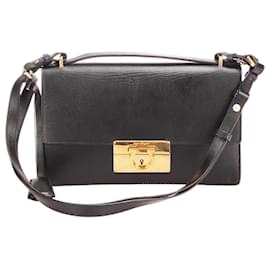 Salvatore Ferragamo-Salvatore Ferragamo Meke Gancini Bolso bandolera Bolso bandolera de cuero en excelentes condiciones-Negro