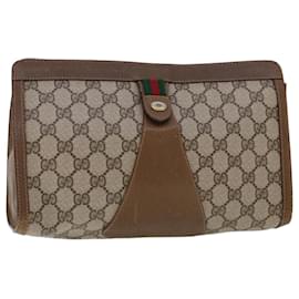 Gucci-GUCCI GG Canvas Web Sherry Line Clutch Bag Beige Red Green 89.01.033 Auth am4410-Red,Beige,Green