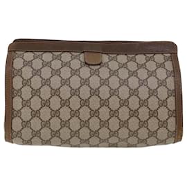 Gucci-GUCCI GG Canvas Web Sherry Line Clutch Bag Beige Red Green 89.01.033 Auth am4410-Red,Beige,Green