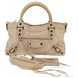 BALENCIAGA Le premier sac à main en cuir 2façon Beige 103208 Auth yk7124 Beige