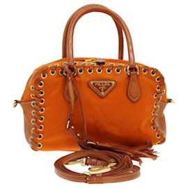 Prada-Prada Hand Bag Nylon 2way Orange Auth 42443-Orange
