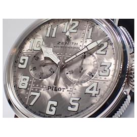 Zénith-ZENITH Pilot's Type20 Chronograph silver '21 Genuine goods Mens-Black