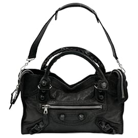 Balenciaga-Black Lambskin City Giant-Black