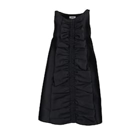 Moschino-Vestido de cóctel barato y elegante de Moschino con volantes plisados-Negro