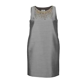 Moschino-Moschino Embellished Shift Dress-Grey
