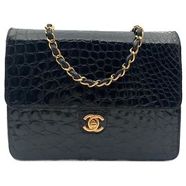 Classica borsa Chanel in coccodrillo nero Nero