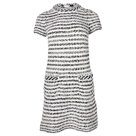 Chanel-Minivestido recto de Chanel en tweed de algodón multicolor-Negro