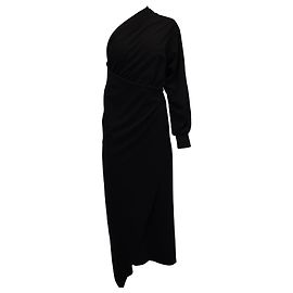 Balenciaga Robe Drapée à Une Épaule en Viscose Noire Noir