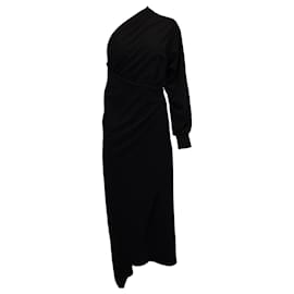 Balenciaga-Balenciaga Robe Drapée à Une Épaule en Viscose Noire-Noir