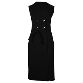 Dior-Vestido abrigo Dior de lana negra con botonadura forrada-Negro