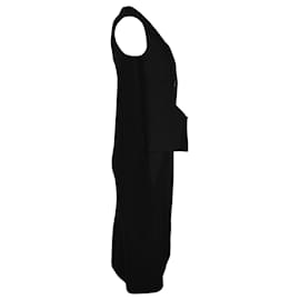 Dior-Gefüttertes Mantelkleid von Dior aus schwarzer Wolle-Schwarz