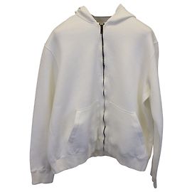 Jaqueta com capuz Ermenegildo Zegna com zíper frontal em algodão marfim Branco Cru