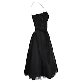Dolce & Gabbana-Dolce & Gabbana Vestido de renda franzido em algodão preto-Preto