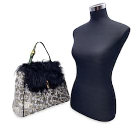 Marc Jacobs-Große Gilda Flap Bag Handtasche mit Pailletten in Silber und Gold-Schwarz