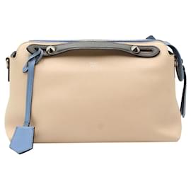 Fendi-Fendi By the Way Small Bag in Peach and Blue Calfskin Leather-Peach