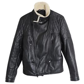 Steppjacke mit Lammfellbesatz von Givenchy aus schwarzem Leder Schwarz