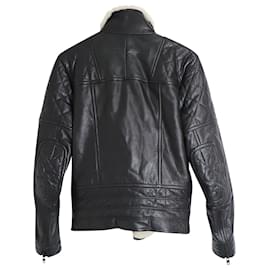 Givenchy-Givenchy Shearling-Trimmed Quilted Jacket in Black Leather-Black