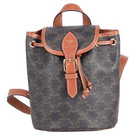 Céline Celine Mini Backpack Folco in Brown Triomphe Canvas and calf leather Leather Other