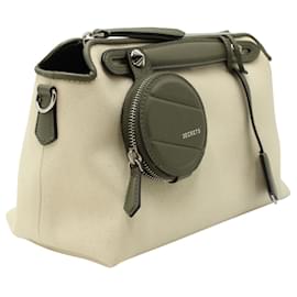 Fendi-Fendi By The Way Medium in Beige Canvas and Green Leather-Beige