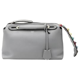Fendi-Petit sac Fendi By the Way en cuir de veau gris bleu Cuir-Bleu