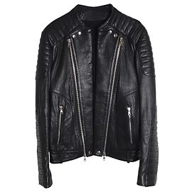 Balmain Moto Biker Jacket in Black Lambskin Leather Black